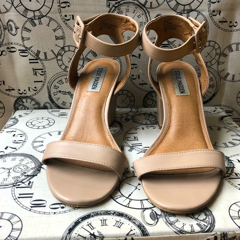 Steve Madden Malia Nude Block Heel Sandal